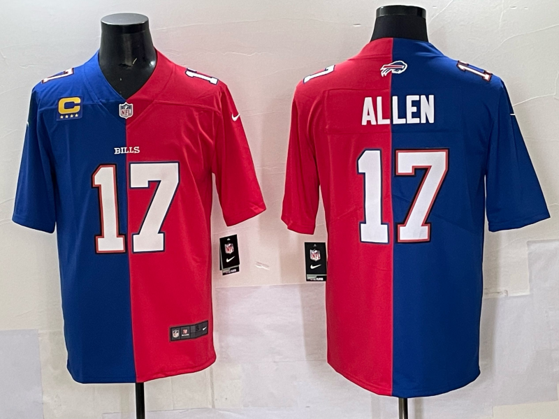 Men Buffalo Bills 17 Allen red blue Nike 2025 Limited NFL Jersey style 004